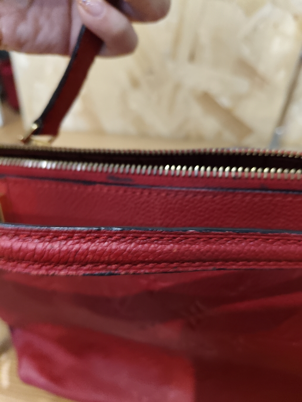 Louis Vuitton Red Monogram-Embossed Leather Shoulder Bag - Picture 7 of 7